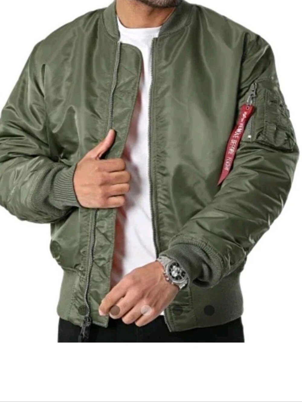 Alpha Industries MA-1 Heritage Flight Bomber Jacket Sage Green Orange Reversible